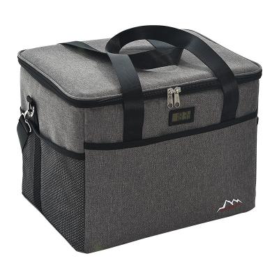 China Fashion Large Capacity Cooler Bag Outdoor Temperature Display Thicken Aluminum Foil Cooler Fresh Keeping Insulated Bag For Seafood for sale