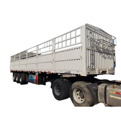 China Cargo Semi Trailer12 Wheels 3 Axle Dropside Fence Cargo Semi Trailer With 600mm Side Wall for sale