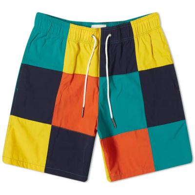 China Custom OEM Anti-Wrinkle Cotton Color Block Swim Running Beach Hot Summer Shorts For Men for sale