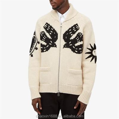 China QUICK DRY custom embroidery front pocket long sleeve OEM casual zipper up 100%cotton knit coat for men for sale