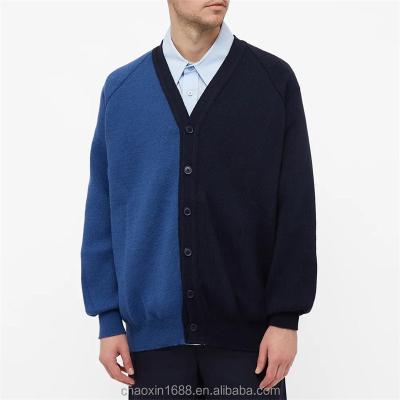 China Custom QUICK DRY OEM high quality casual long sleeve 100%cotton color block knit coat for men for sale