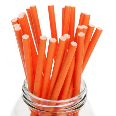 China Compostable Simple Orange Paper Straw Cocktail Straws Disposable Paper Straw for sale