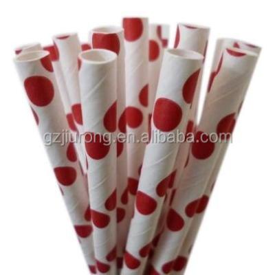 China Paper Straw For Drinking 19.7cm Pink Decorative Paper Bamboo Straw Polka Dot Drinking Straws Hot Selling Pink Paper Straw for sale