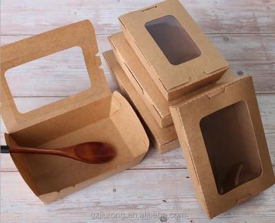 China Recyclable Degradable Kraft Paper Box With Window Take Out Food Kraft Paper Box Packaging for sale