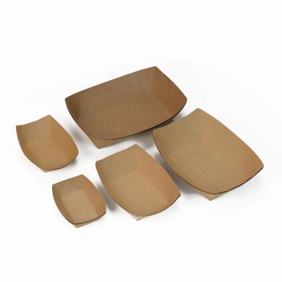 China Biodegradable Sustainable Eco Friendly Snack Packaging Container Disposable Kraft Paper Tray for sale