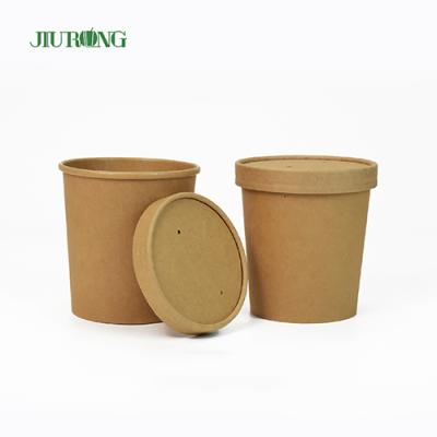 China Recyclable Kraft Paper Soup Bowl For Hot Food With Biodegradable Paper Soup Soup Bowl With Lid for sale