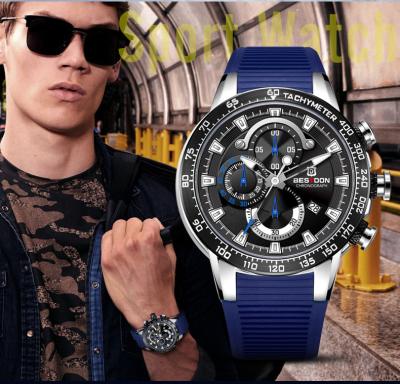 China Hot sale chronograph men's watch fashion quartz chronograph sports multifunctional synchronization waterproof watch for sale