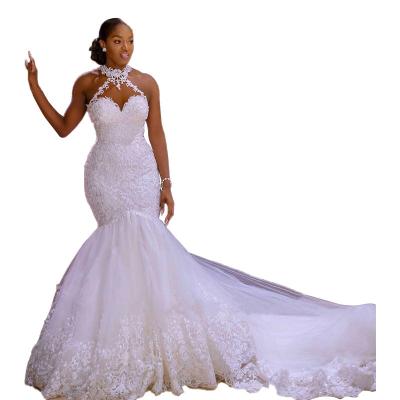 China Vestido De Noiva Sereia Breathable Sleeveless Wedding Dress Mermaid Lace Bridal Gown for sale