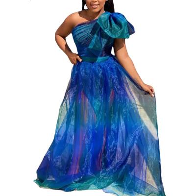 China European and American anti-static plus size dye tied large chiffon swing party women dresses for sale