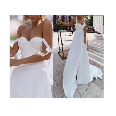 China Breathable Elegant White Split Evening Dress Bridesmaid Wedding Dress One-Shoulder Party Dress for sale