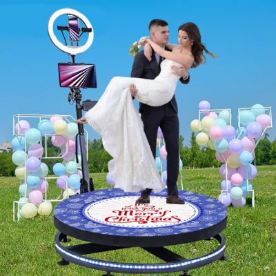 China Custom Logo Wedding/Event/Party/Festival 360 Rotating Photo Booth Machine Photobooth Machine Spinner Platform 360 Cameras Auto Photo Booth With Ring Light for sale