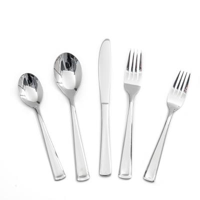 China Sustainable Silver Modern Flatware Inox Stainless Steel Metal Knife Fork Spoon Cutlery Flatware Sets for sale