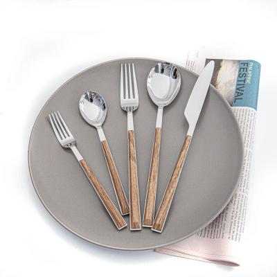 China Modern Viable Stainless Steel Spoon Knife Fork Restaurant Dinner Silverware Flatware Flatware Set With ABS Plastic Handle for sale