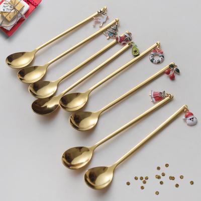 China Christmas Decoration Sustainable Metal Spoon Fork Home Spoon Tableware 304 Stainless Steel Metal Spoon Children for sale