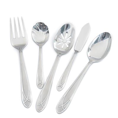 China Sustainable Silver Flatware Cutlery Serving Set For Dessert Tableware Dinnerware Fork Knife Spoon for sale