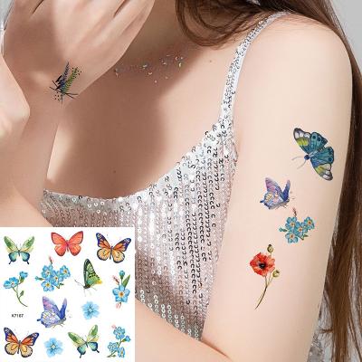 China Temporary Flower Tattoos Adults 3D Rose Leaf Butterfly Tattoos Kids Body Art Waterproof Tattoo Sleeves for sale