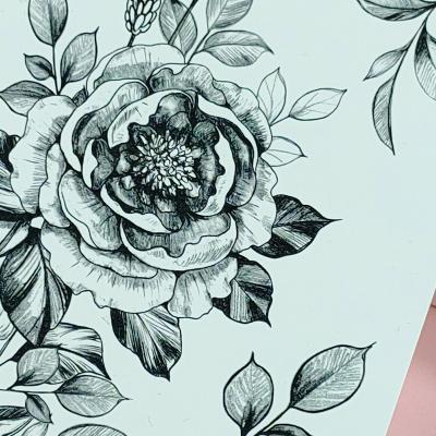 China Temporary Black 3D Flower Rose Temporary Tattoos For Women Girls Waterproof Body Art Arm Sketch Fake Rose Tattoo Stickers Adults Beauty for sale