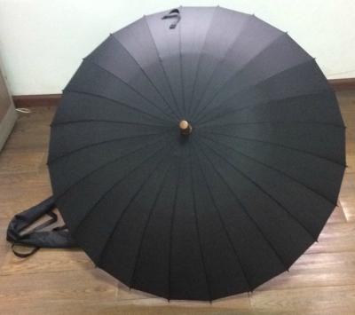 China 2021 Wholesale black 24 rib fiberglass strong windproof good quality golf umbrella for sale