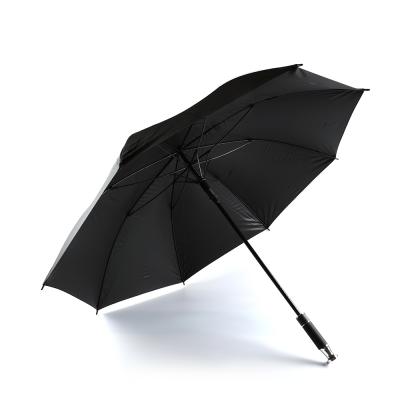 China Factory sale solid black 28 inch 8 rib business windproof pongee custom logo golf umbrella for sale