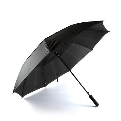 China 2022 Promotional big size sun rain gentlemen custom fiberglass tube straight black golf umbrella for sale