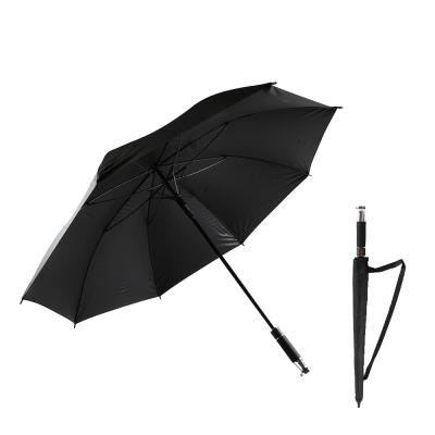 China Factory sale solid black 28 inch 8 rib business windproof pongee custom logo golf umbrella for sale