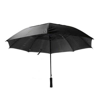 China 2021 gentlemen custom strong large windproof straight black golf umbrellas with air vent for sale