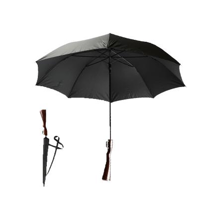 China Straight Auto Open Promotional Rifle Gun Umbrella with Shoulder Strap for sale