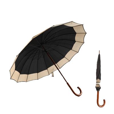 China chinese style wood tube gift advertising 16k golf umbrella with j handle for sale