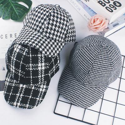 China JOINT Fashionable Soft Fuzzy Pastel Sports Hat For Dog Tooth Check Pattern Vintage Baseball Hat Women Wholesale for sale