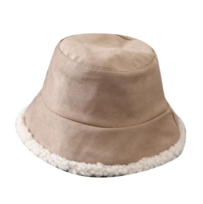 China Female Caps Sunscreen Panama Woolen Fleece Fisherman Hat Women Character Fur Bucket Hat Winter Warm Artificial Thick Plush Suede Cap for sale