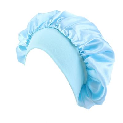 China Wholesale 2022 Solid Color Eco-friendly Satin Night Sleep Hood Hat Eco-friendly Single Layer Hair Hat Printed Kids Satin Silk Hood for sale