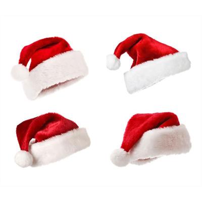 China JOINT Santa Claus Christmas Hat Plush Thicken Cotton New Year Adult Christmas Hat for sale