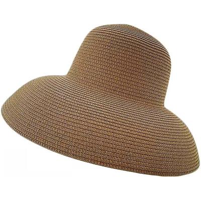 China 2022 High Quality Character Porcelain Big Brim Summer Beach Sun Straw Classic Flat Casual Panama Hats for sale