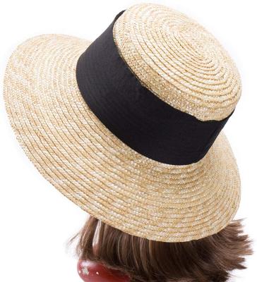 China Character Wholesale Straw Hat Summer Natural Wheat Straw Hat Straw Hat Skimmer Hat 2022 Flat Surfaces for sale