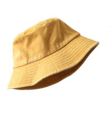 China Vintage Washed Comfort Folding Bucket Hat Hip Hop Retro Denim Fisherman Sun Hat Solid Yellow Breathable Custom Empty Beach Summer Fishing Hat for sale