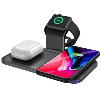 China Desktop 15W 3 in 1 Dual Pad Coil 15W Foldable Fast Wireless Charger for iPhone 12/13 for AirPods for iWatch for sale