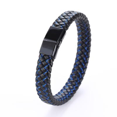 China 2023 Men's Hand Jewelry Leather Bracelet Clasp Genuine Leather Handmade Braided Magnetic Bracelet Lead Free Nickel Free for sale