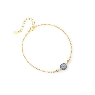 China New Arrival Good Quality Lead Free Nickel Free Gold Plating Zircon Eye Blue Bracelets Sterling Silver Evil Eyes Charm Bracelet for sale