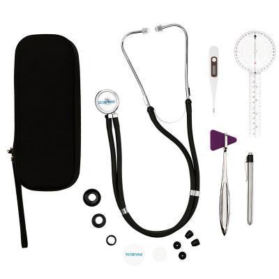 China HONSUN Metal Medical Surgical Diagnostics Equipment Stethoscope Kits with Nylon Bag for Medical Student for sale