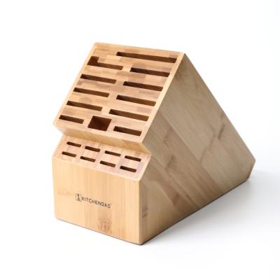 China Luxury Eco-Friendly Bamboo Holder Stocked Without Wider Slots Large Multiple Blade Knives For Kitchen 20 Slot Knife Block for sale