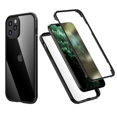 China 2021 Hot Sale Luxury High Protective Double Sided High Alumina Tempered Glass TPU Bumper Phone Case For iPhone 11 Pro Max for sale