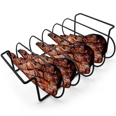 China Easily Cleaned BBQ Accessories Rib Rack, Roasting Rack/BBQ Grill Rack/Iron Barbecue Rack BBQ Grill Rack 5 Rib Grilling Rack for sale