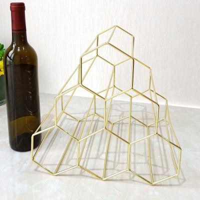 China Factory Supply Eco-friendly China Novelty Decorative Luxury Wine Bottle Rack Customized Wholesale Luxury Durable Metal Wine Rack For Hotel for sale