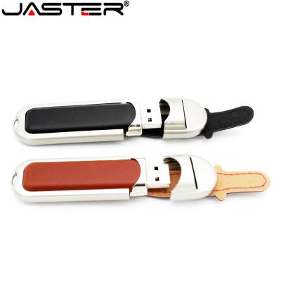 China JASTER Brown High Quality Leather Pen Drive 4GB 8GB 16GB 32GB USB 2.0 Flash Drive Memory Stick Pass H2testw for sale