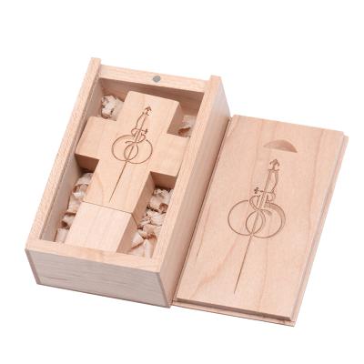 China JASTER Wooden cross wooden USB2.0 8GB 16GB 32GB 64GB 128GB memory stick pendrive pen drive USB flash drives for sale