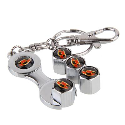 China High Quality Alloy Car Logo Tire Valve Covers With Key And Key Chain for sale