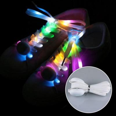 China Flat nylon colored led shoe lace flashing led shoe lace cords 7 colors for sale