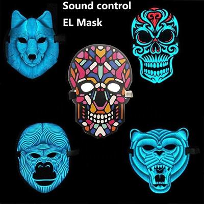 China 2020 Customs Activated Full Face Eco - Friendly Material Led Face Mask Party Bondage Animal El Mask For Halloween Festival for sale