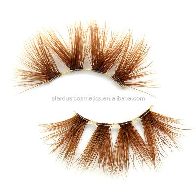 China Lash Vendors 3D Thick Handmade Colorful Highlights 100% Real Mink Fur Eyelashes Private Label Mink Rainbow Eyelashes for sale