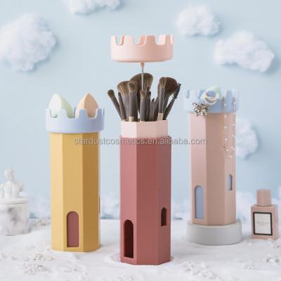 China Fashion headlight shape makeup brush storage container holder, high quality cosmetic makeup brush cylinder holder for sale